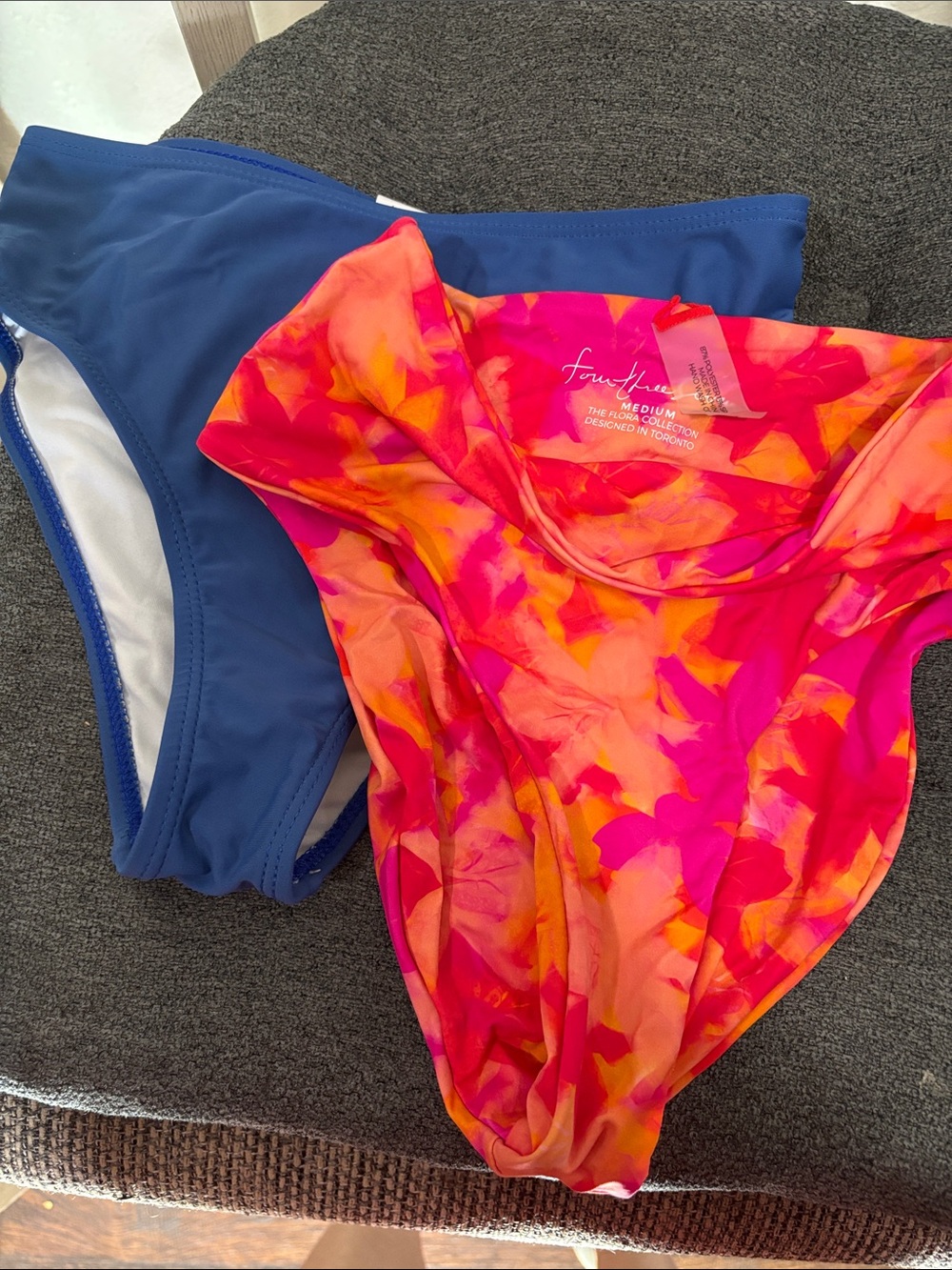 Fourth & Town Women's Vibrant Pink Orange High-Waist Bikini Bottoms